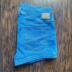 American Eagle Outfitters Blue Jean Shorts Distressed Cut-Off